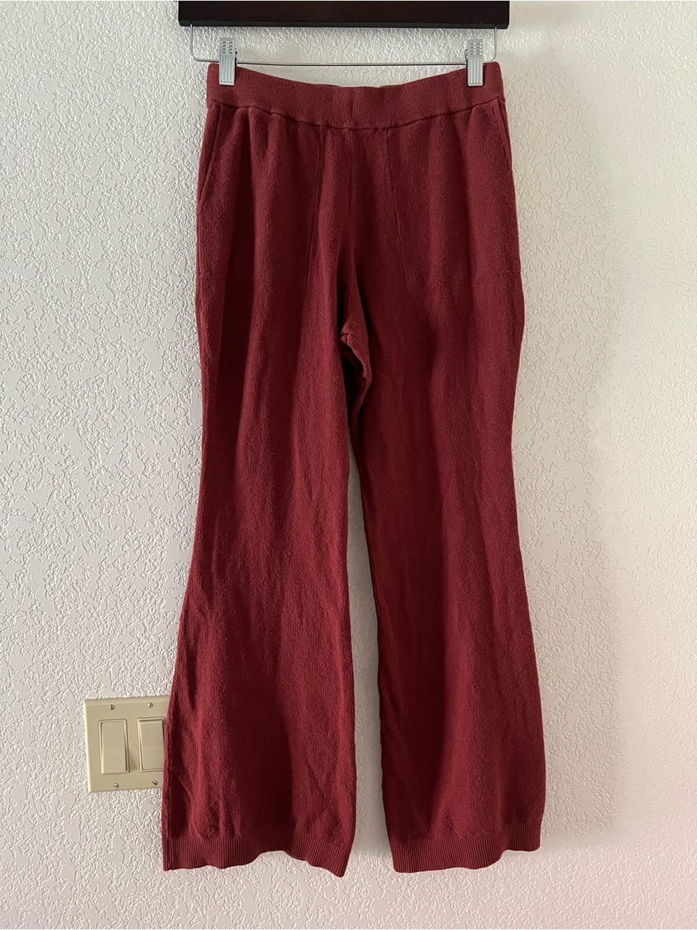FP Beach Free People Wide-Leg Knit Pants in Burgundy
